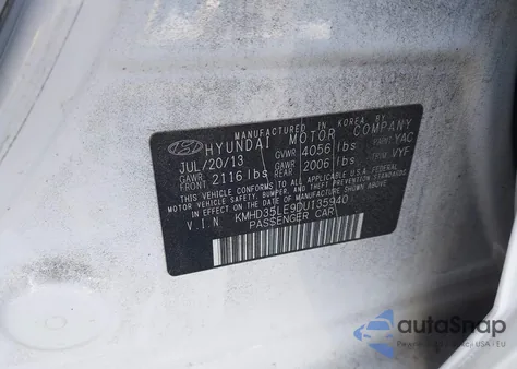 2013 Hyundai Elantra Gt z USA, uszkodzony, nr VIN KMHD35LE9DU135940